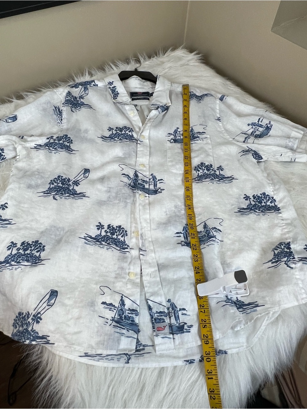 Vineyard Vines Men’s Linen Classic fit Murray White Button-Down Shirt Fishing XL - Picture 11 of 12